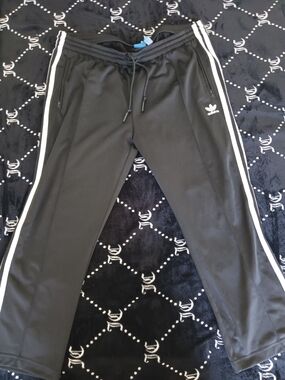 Adidas Black Track Pants with White Side Stripes